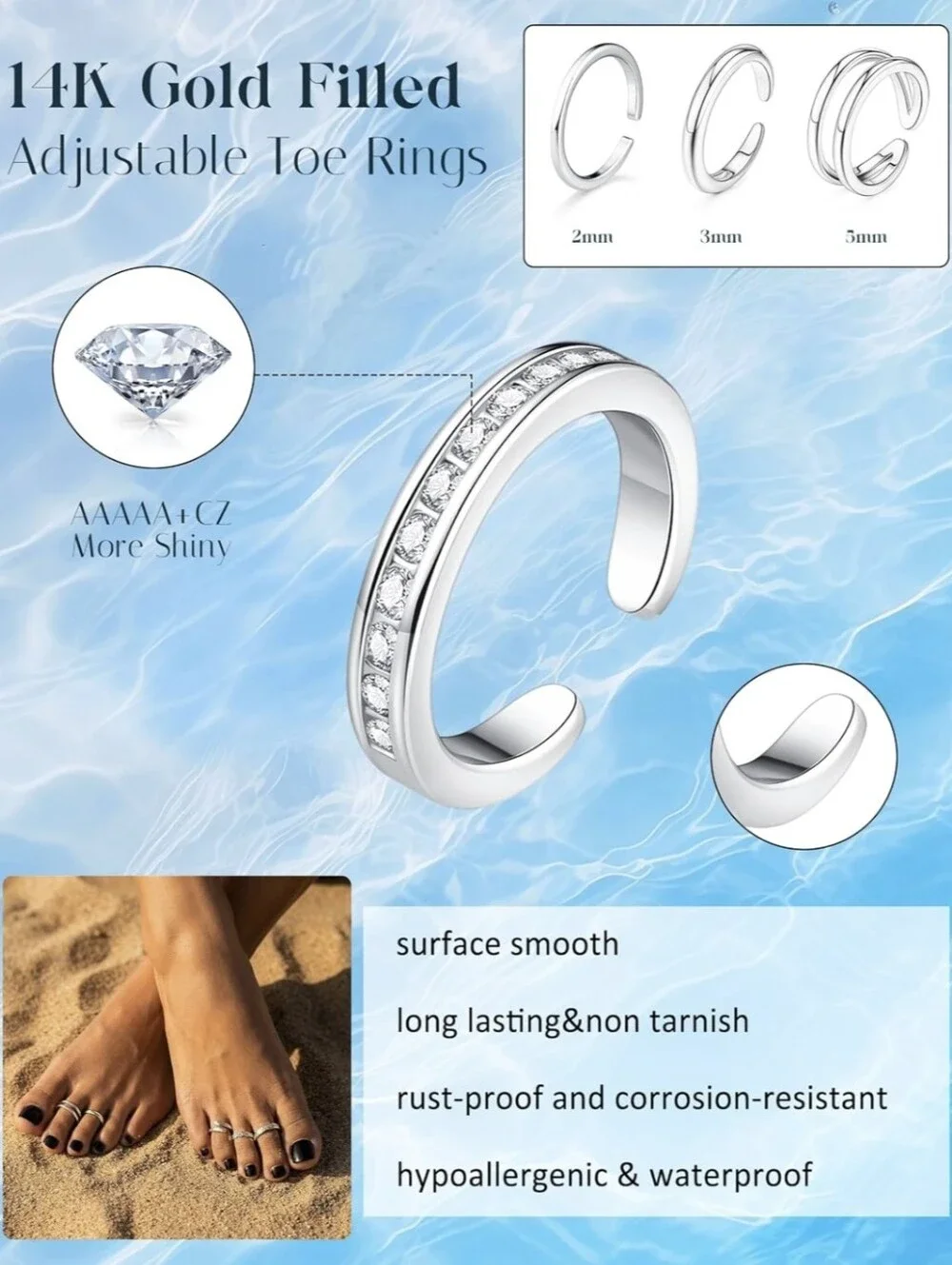 Open Toe Midi Rings - Silver, Set of 16